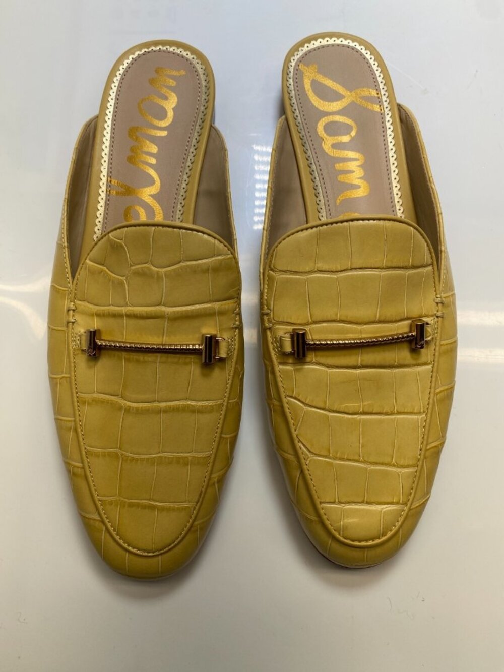 Sam Edelman Womens Laurna Sun Croc Leather Slip On Flats Sz 9